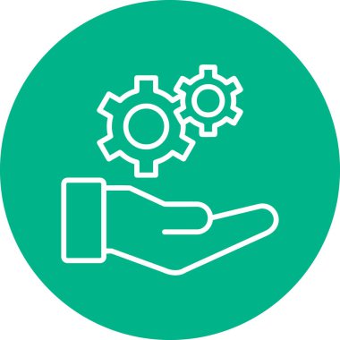 Ayarlama. Web simgesi basit bir illüstrasyon. el simgesinde çarklar 