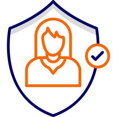 Güvenli bir kadın. Web simgesi basit illüstrasyon