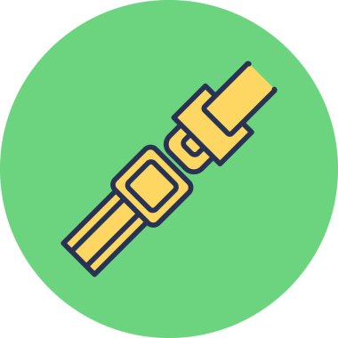 Koruma ikonu için emniyet kemeri. Araba ya da uçak için güvenlik ekipmanları. Düz biçimli vektör illüstrasyonu. 