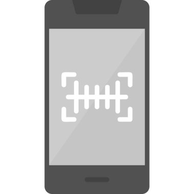 Cep telefonunda barkod tarayıcısı var. Web simgesi basit illüstrasyon 
