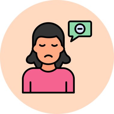 Negatif düşünce, modern simge, vektör illüstrasyonu 