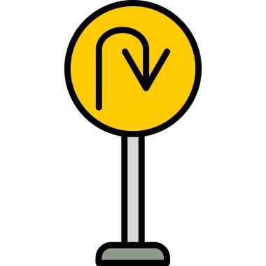 U Dönüş simgesi vektör illüstrasyonu