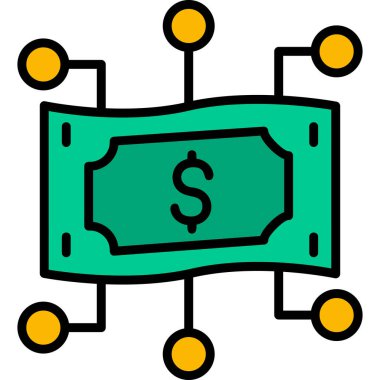 Dijital para. Finansal ve finansman düz vektör simgesi.