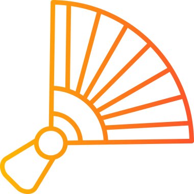 Çin el vantilatörü. Web simgesi vektör illüstrasyonu 