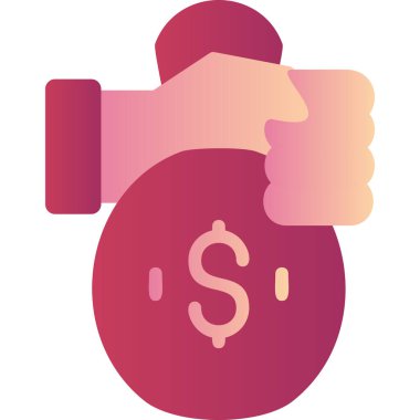 Money bag hand. web icon simple illustration