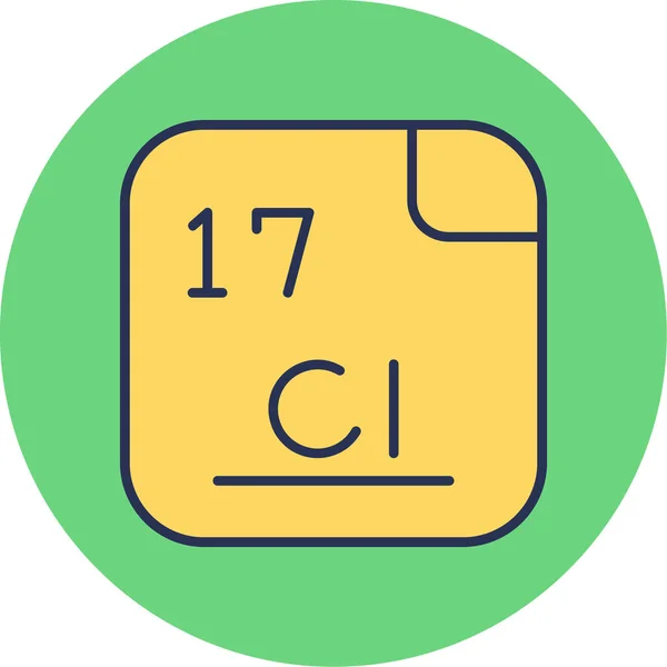 Cloro Elemento Químico Teia Ilustração Simples — Vetor de Stock
