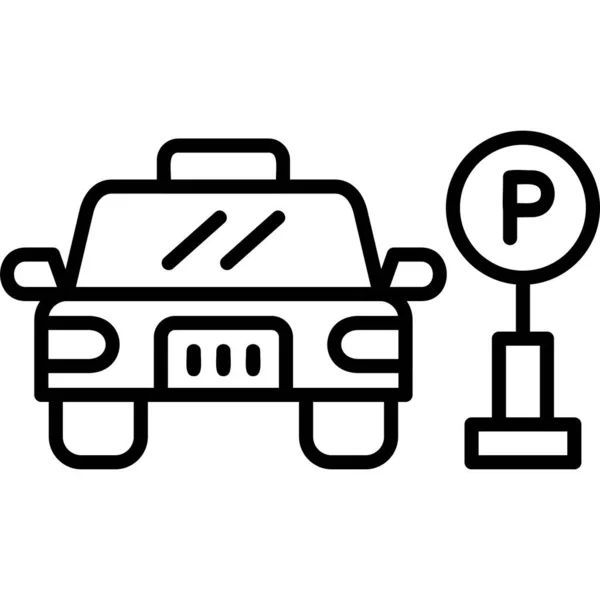 Parkeerbord Met Auto Parkeerplaats Web Icoon Eenvoudige Illustratie — Stockvector
