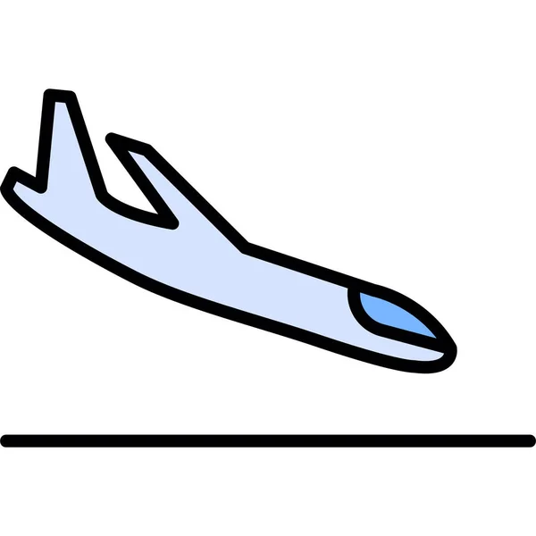 飛行機の着陸 Webアイコンシンプルなイラスト — ストックベクタ