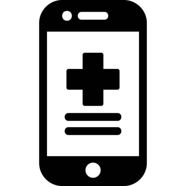 Ekranda tıbbi haç, akıllı telefon aygıtının dijital illüstrasyonu 