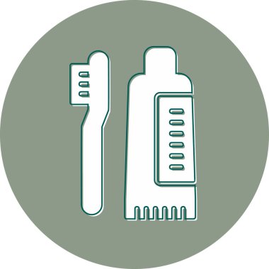 graphic cartoon art illustration of Tooth Cleaning with brush 