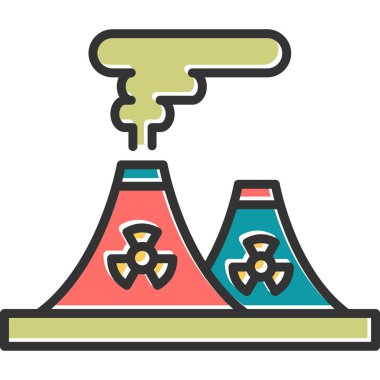 Nükleer santral bacası basit simge, vektör illüstrasyonu