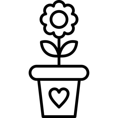 simple illustration of flower growing in a pot 