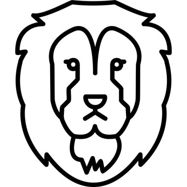 cartoon lion head logo, flat icon illustration