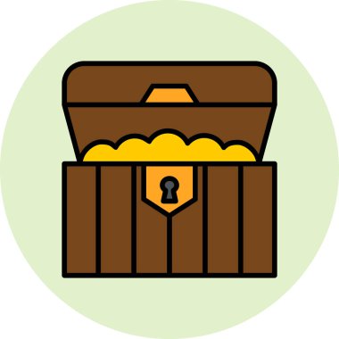 Hazine Sandığı basit simgesi, vektör illüstrasyonu