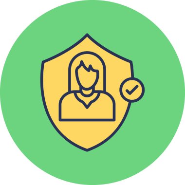Güvenli bir kadın. Web simgesi basit illüstrasyon