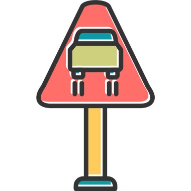 Trafik işaretlerinin vektör çizimi. Düz Yol