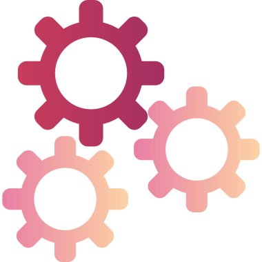 gears vector icon. style is bicolor flat symbol, intensive red and black colors, rounded angles, white