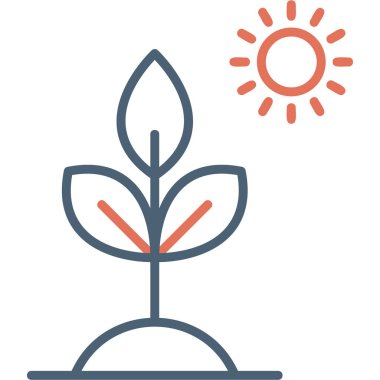 Biyoloji Bitkisi ve Güneş. Web simgesi basit illüstrasyon