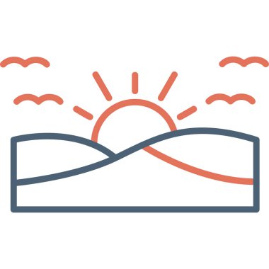 Günbatımı simgesi, vektör illüstrasyonu