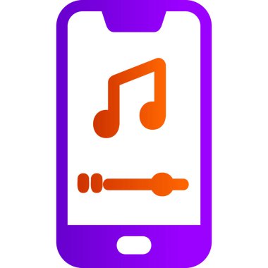 Mobil Müzik Oynatıcı simgesi, akıllı telefon aygıtının dijital illüstrasyonu 