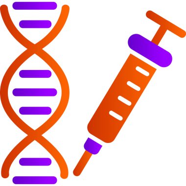 DNA vektör simgesi. Stil iki renkli düz sembol, mavi ve beyaz renkler, yuvarlak açıları, siyah arka plan