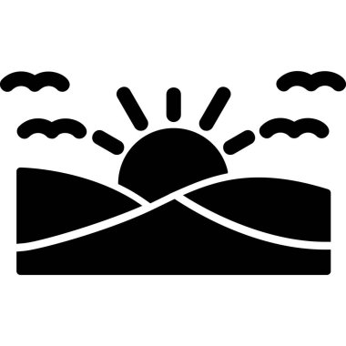 Günbatımı simgesi, vektör illüstrasyonu