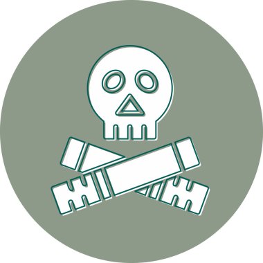 Kafatası ve Sigara. Web simgesi vektör illüstrasyonu