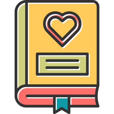 Romantizm kitabı ikonu, modern tasarım illüstrasyonu