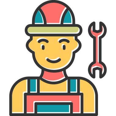 İşçi. Web simgesi basit illüstrasyon