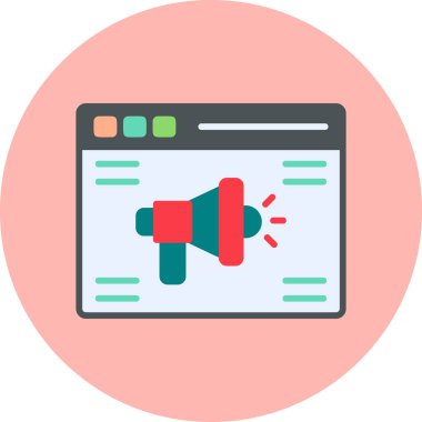 Online advertising with megaphone. Web icon simple illustration