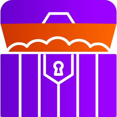 Hazine Sandığı basit simgesi, vektör illüstrasyonu