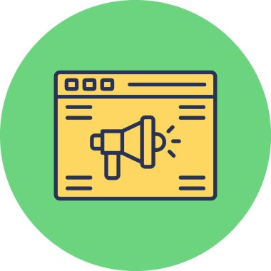 Online advertising with megaphone. Web icon simple illustration