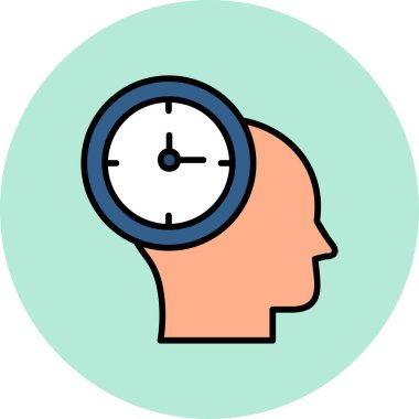 Saat zamanı insan kafası, akıllı telefon aygıtının dijital çizimi 