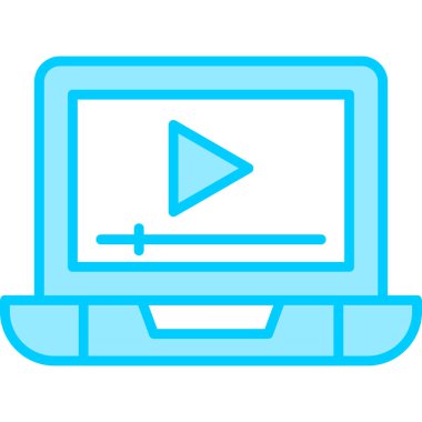 dizüstü bilgisayar ekran simgesi. Video Reklamının düz çizimi 