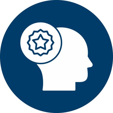 Düz bir yıldız ikonu olan insan kafası. Vektör çizimi. En sevdiği sembol