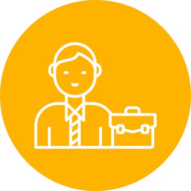 Evrak çantası ikonu olan bir iş adamı. İş konsepti. vektör illüstrasyonu