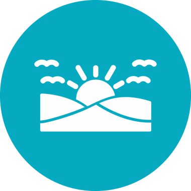 Günbatımı simgesi, vektör illüstrasyonu