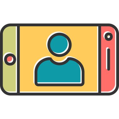 Selfie konsepti. Web simgesi basit illüstrasyon