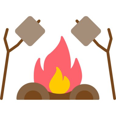 Kamp ateşinde kızartılmış şekerlemeler. Web simgesi vektör illüstrasyonu