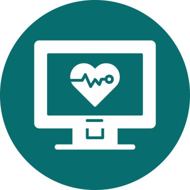 Kalp atışı simgesi ekranda, kardiyolojide ve elektrokardiyogramda