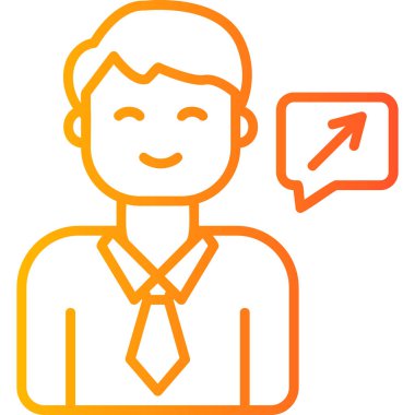 Konuşma balonu simgesi, vektör illüstrasyonu olan iş adamı