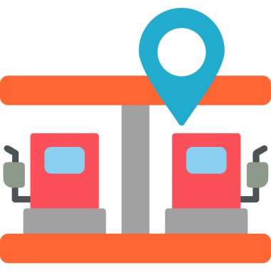 Benzin istasyonu. Web simgesi basit illüstrasyon