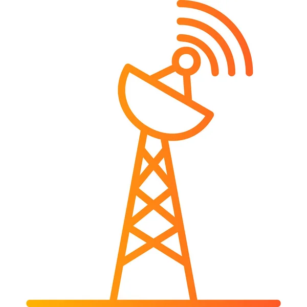 Antenna Icon Flat Style Isolated White Background Satellite Dish Symbol — Stockvector