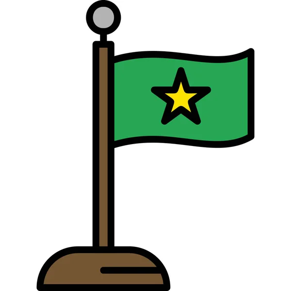 Polo Bandera Con Estrella Ilustración Icono Web — Archivo Imágenes Vectoriales