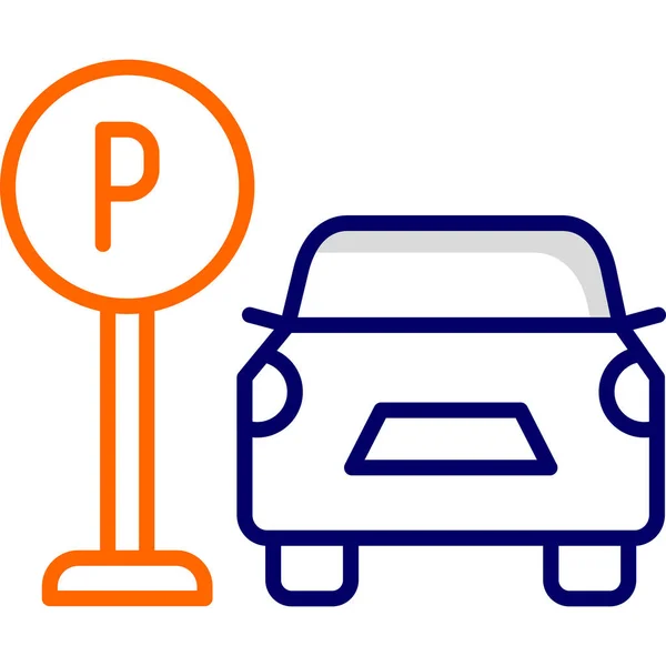 Parkeren Auto Kleur Vector Pictogram Plat Ontwerp — Stockvector