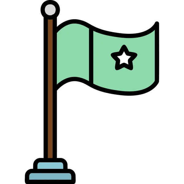 Polo Bandera Con Estrella Ilustración Icono Web — Vector de stock