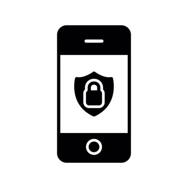 mobil güvenlik vektör çizgisi simgesi