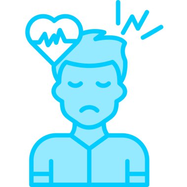 Taşikardi semptomları ve erkek avatar. Web simgesi basit illüstrasyon 