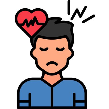 Taşikardi semptomları ve erkek avatar. Web simgesi basit illüstrasyon 