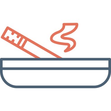 Sigara ikonlu kül tablası. Web basit illüstrasyonu